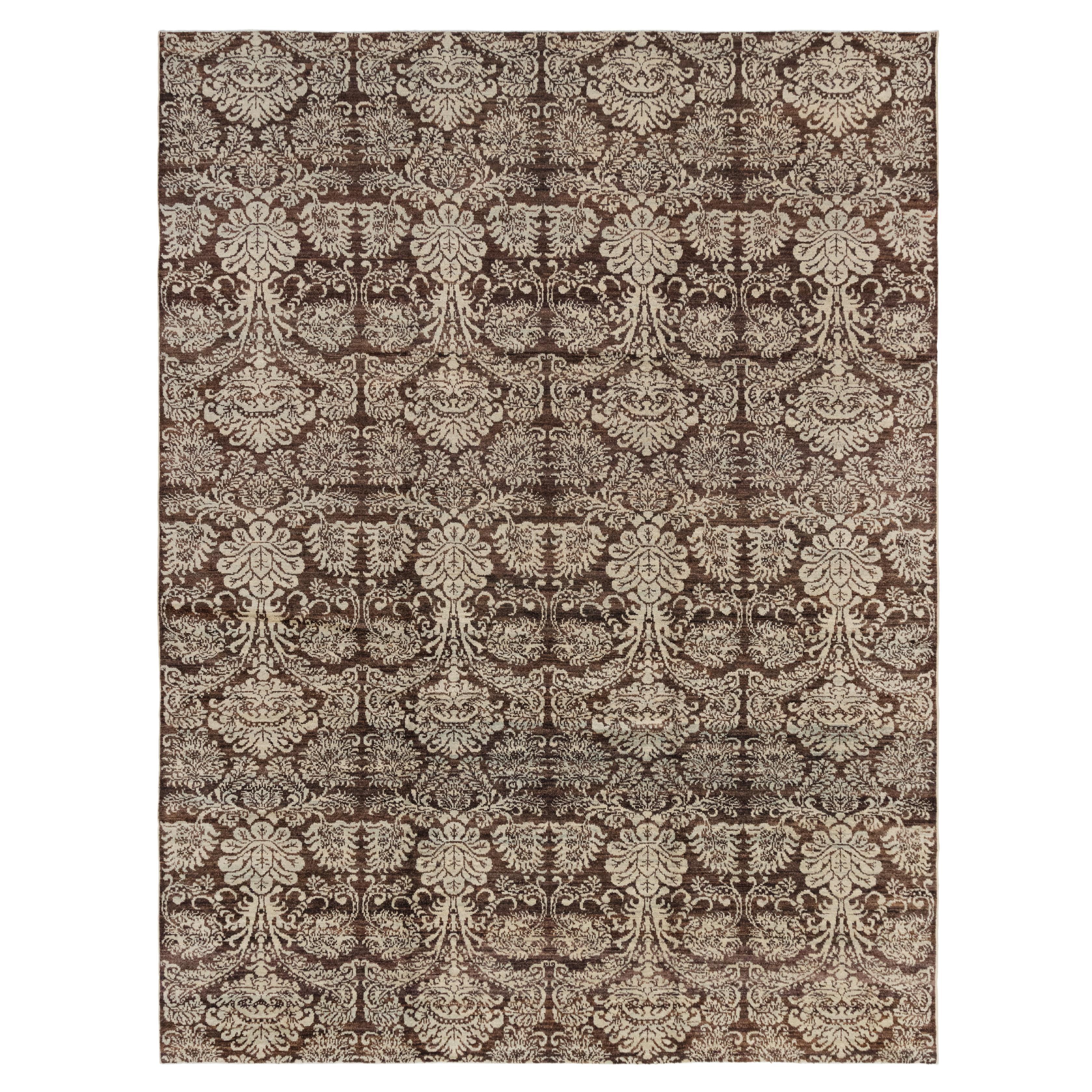 Tapis afghan à motifs floraux Brown