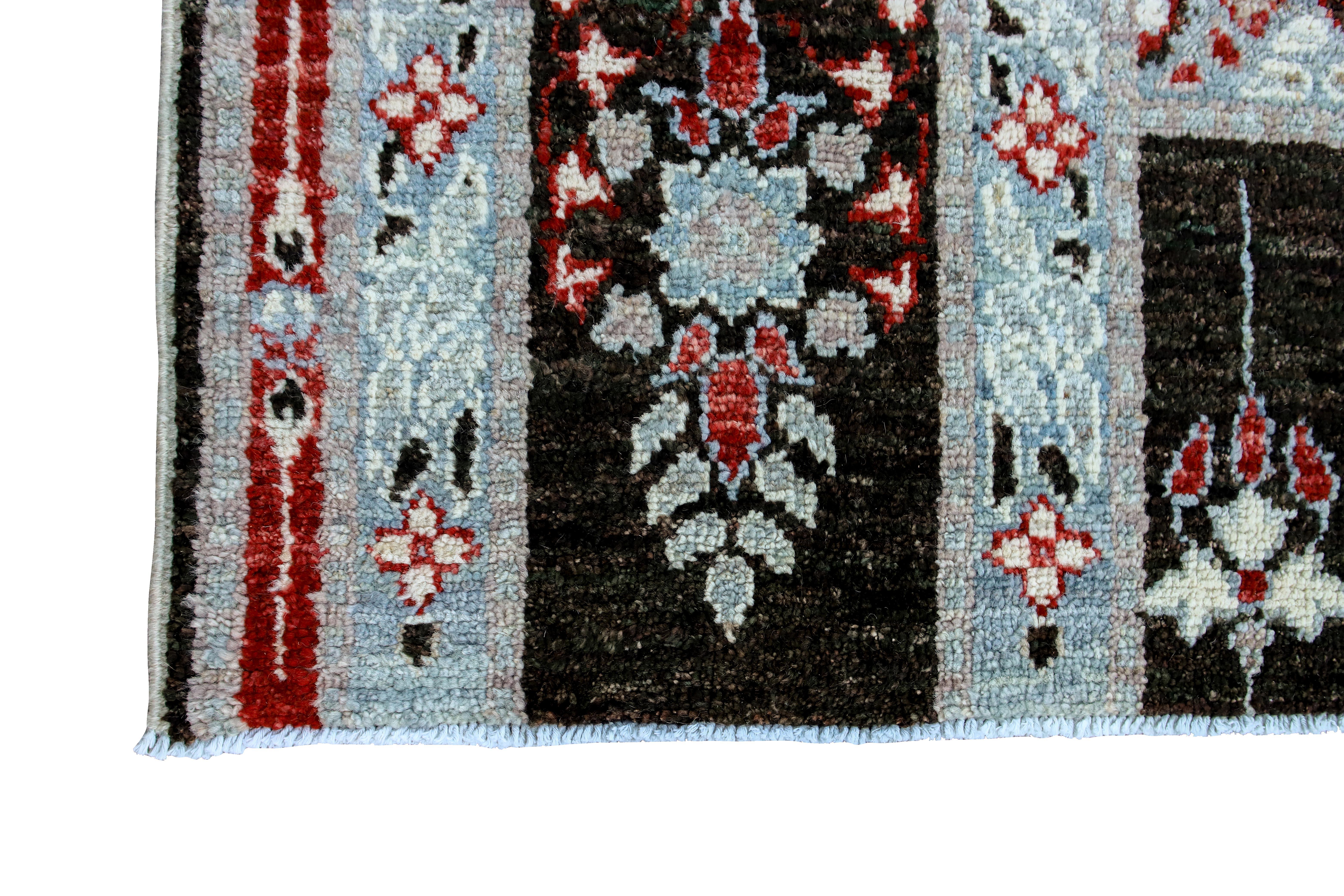 Wool Afghan Brown Red Transitional Rug For Sale