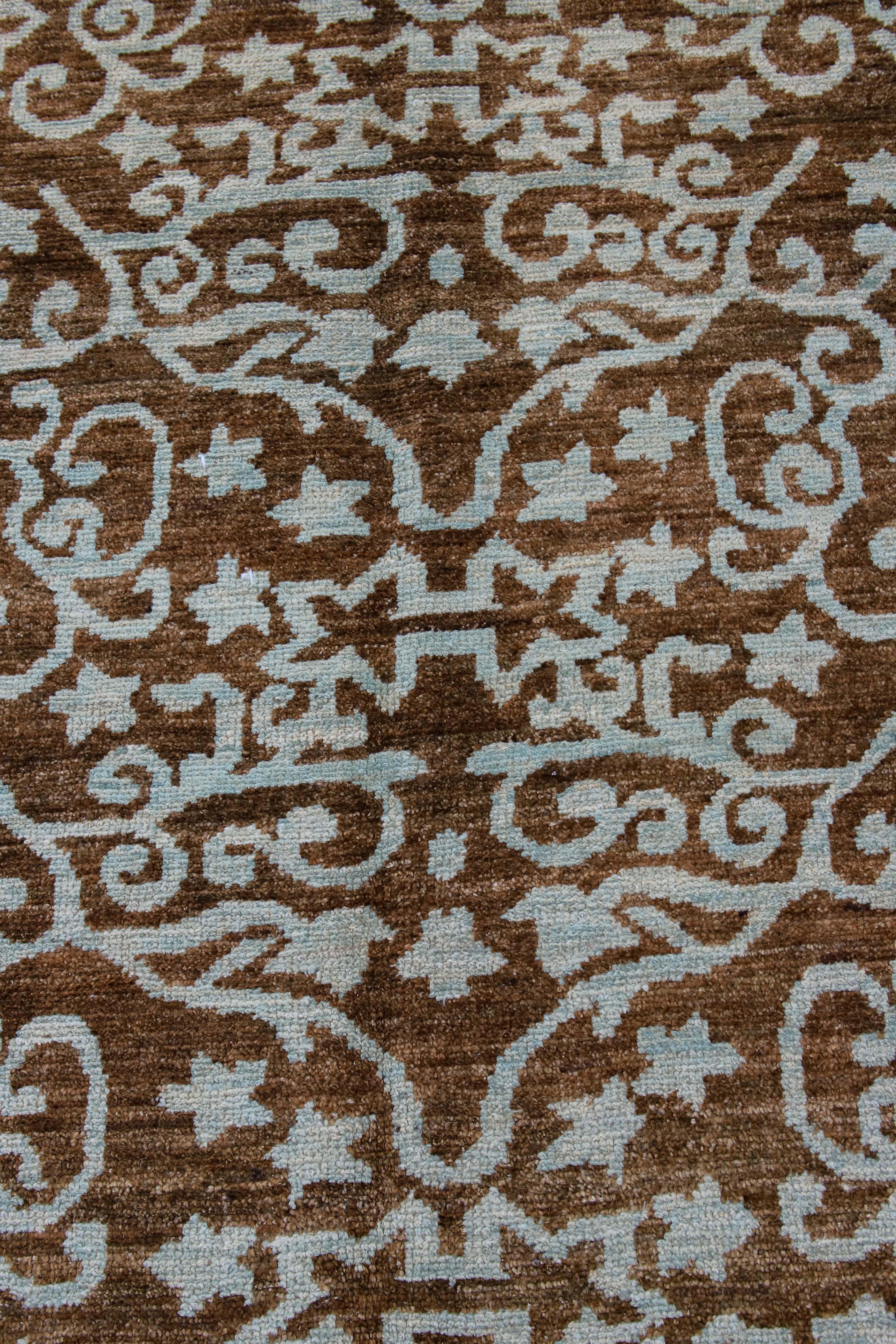 Afghan Brown Transitional Rug In Excellent Condition For Sale In Los Angeles, CA