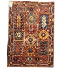 Tappeto afgano in lana annodato a mano, stile tribale caucasico, 3'2" x 4'10"