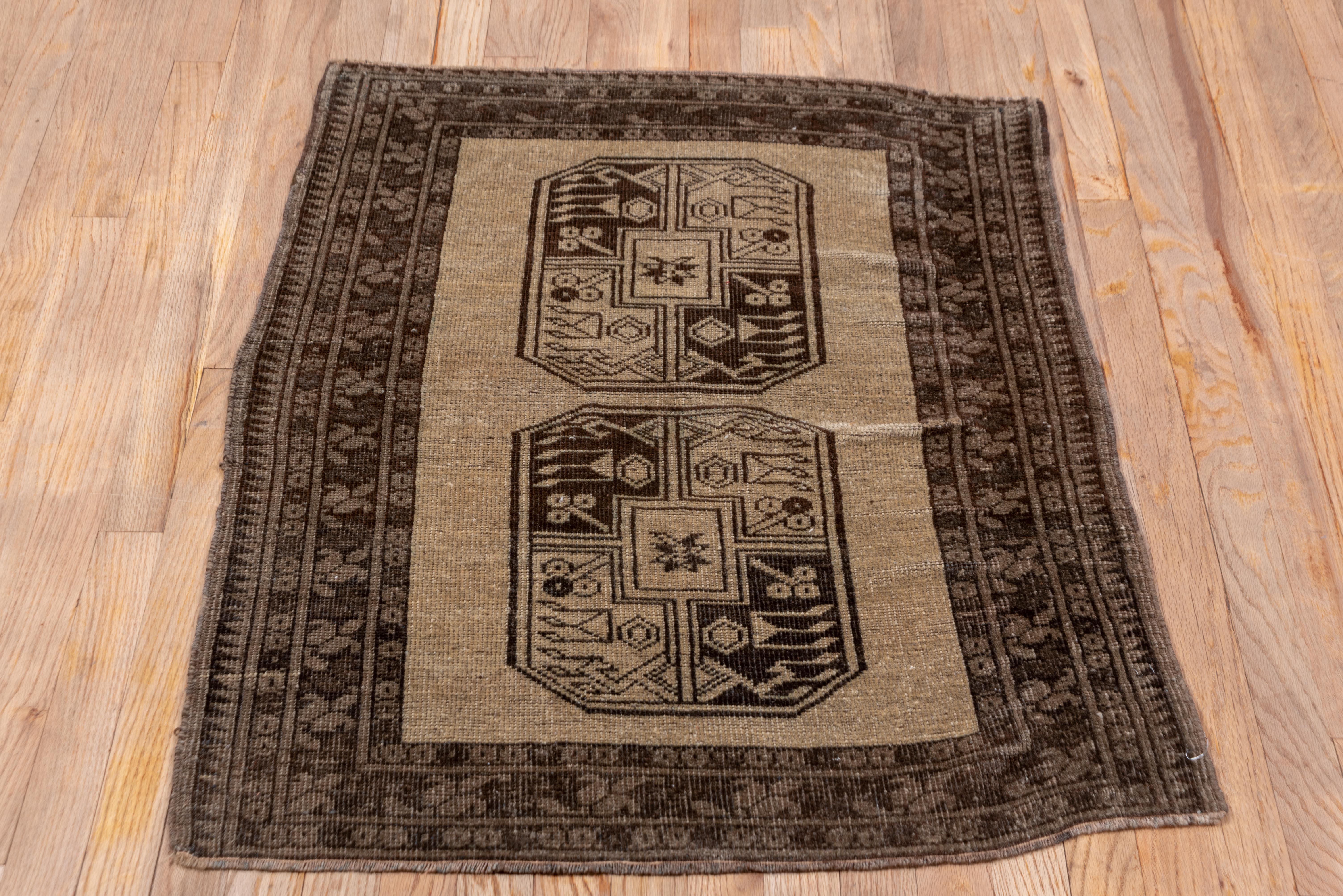 Afghan Double Motif Rug in Midnight Sand  In Good Condition For Sale In New York, NY