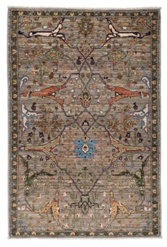 Afghanischer Farahan-Teppich, klassisch, handgeknüpft aus Wolle, 3'2" x 4'10"