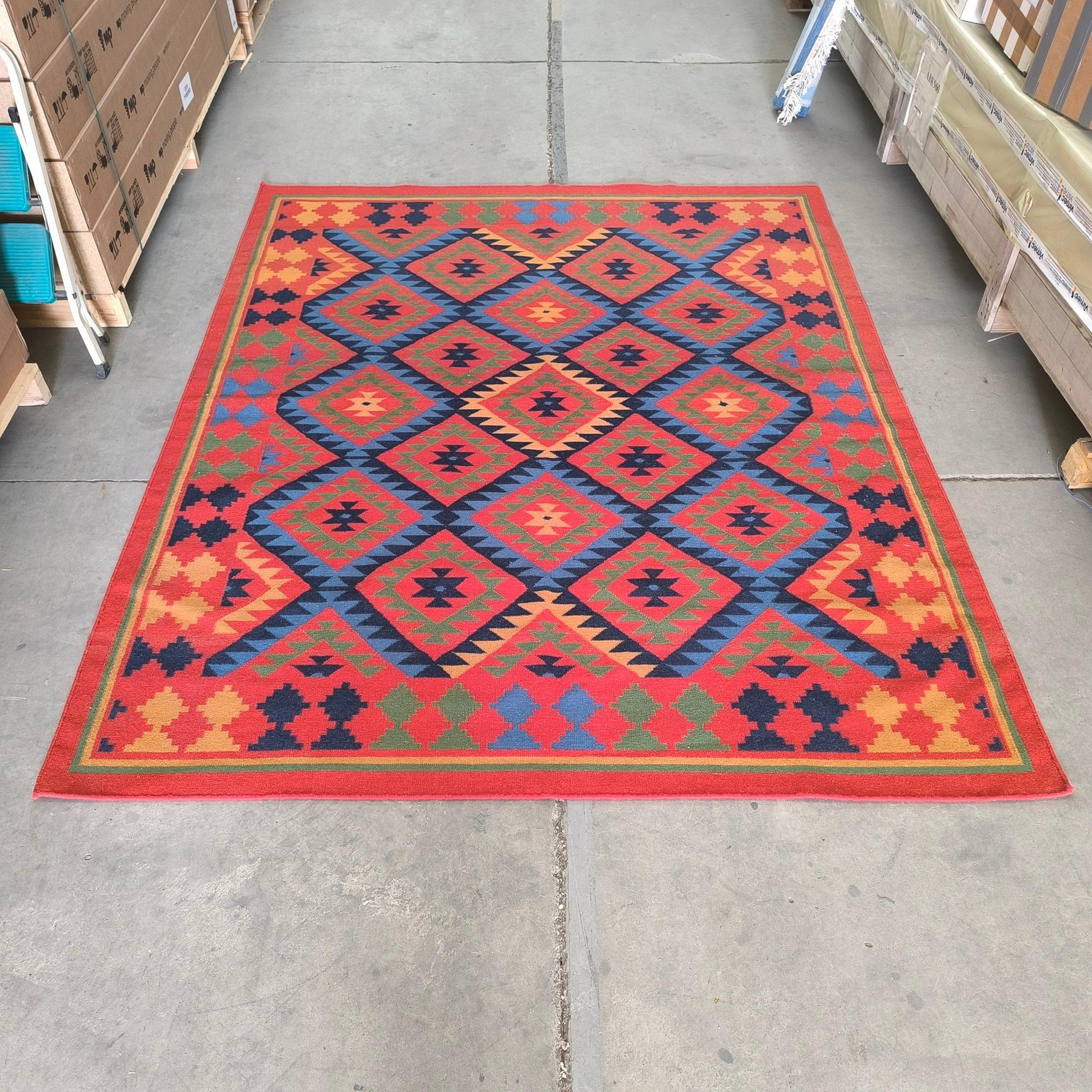 Afghanischer flachgewebter Vintage-Teppich, handgewebter Kilim, buntes geometrisches Stammesdesign im Angebot 2