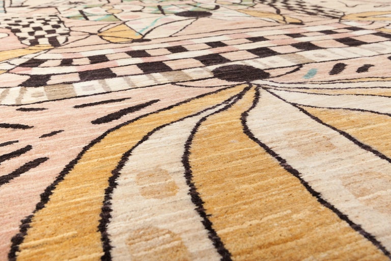 Afghan Folklore Carpet, Hand Knotted in Wool, 100 Kpi, Jamie Hayon For