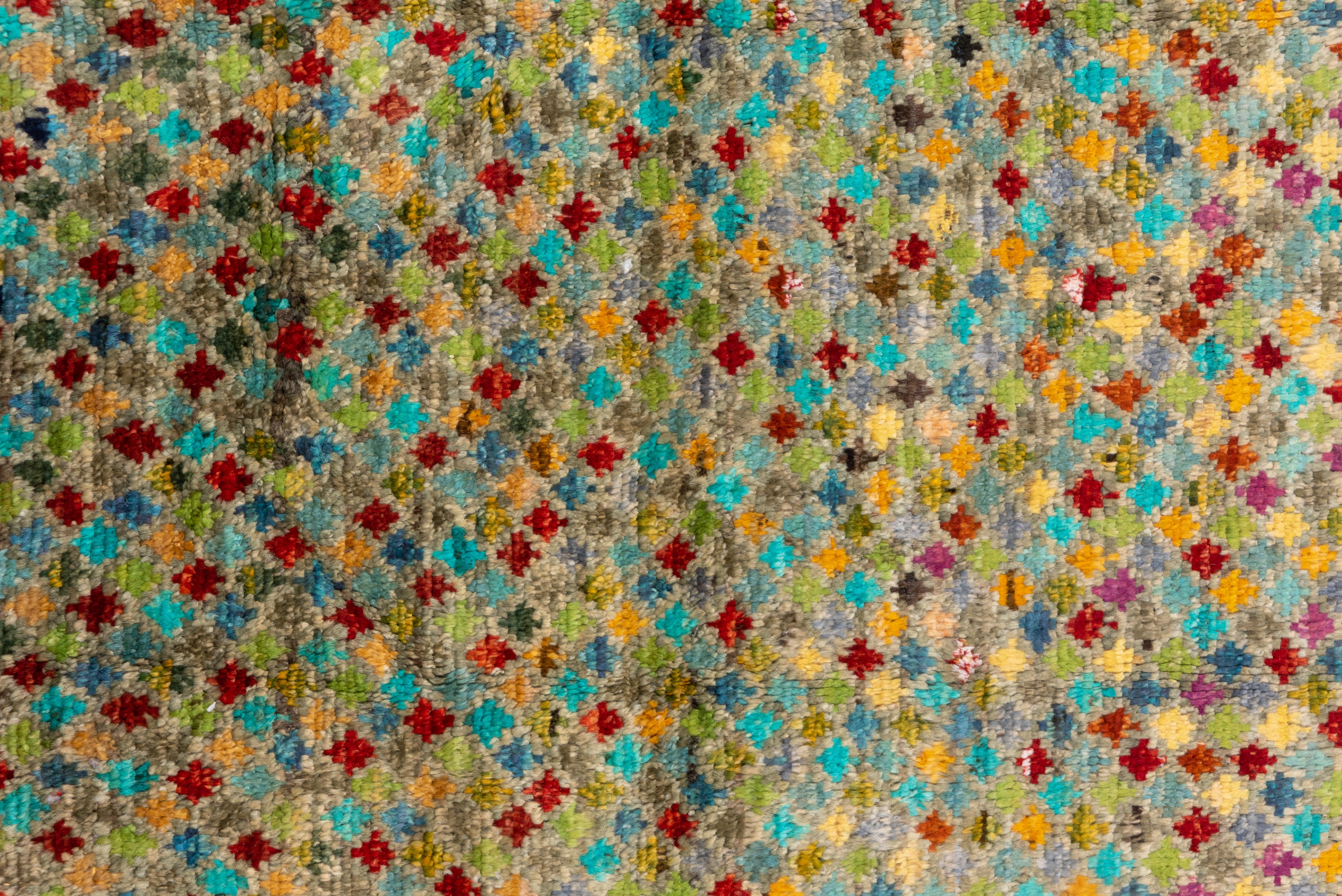 Afghanischer Gabbeh-Teppich mit Diamantmuster, farbenfroh (Moderne) im Angebot