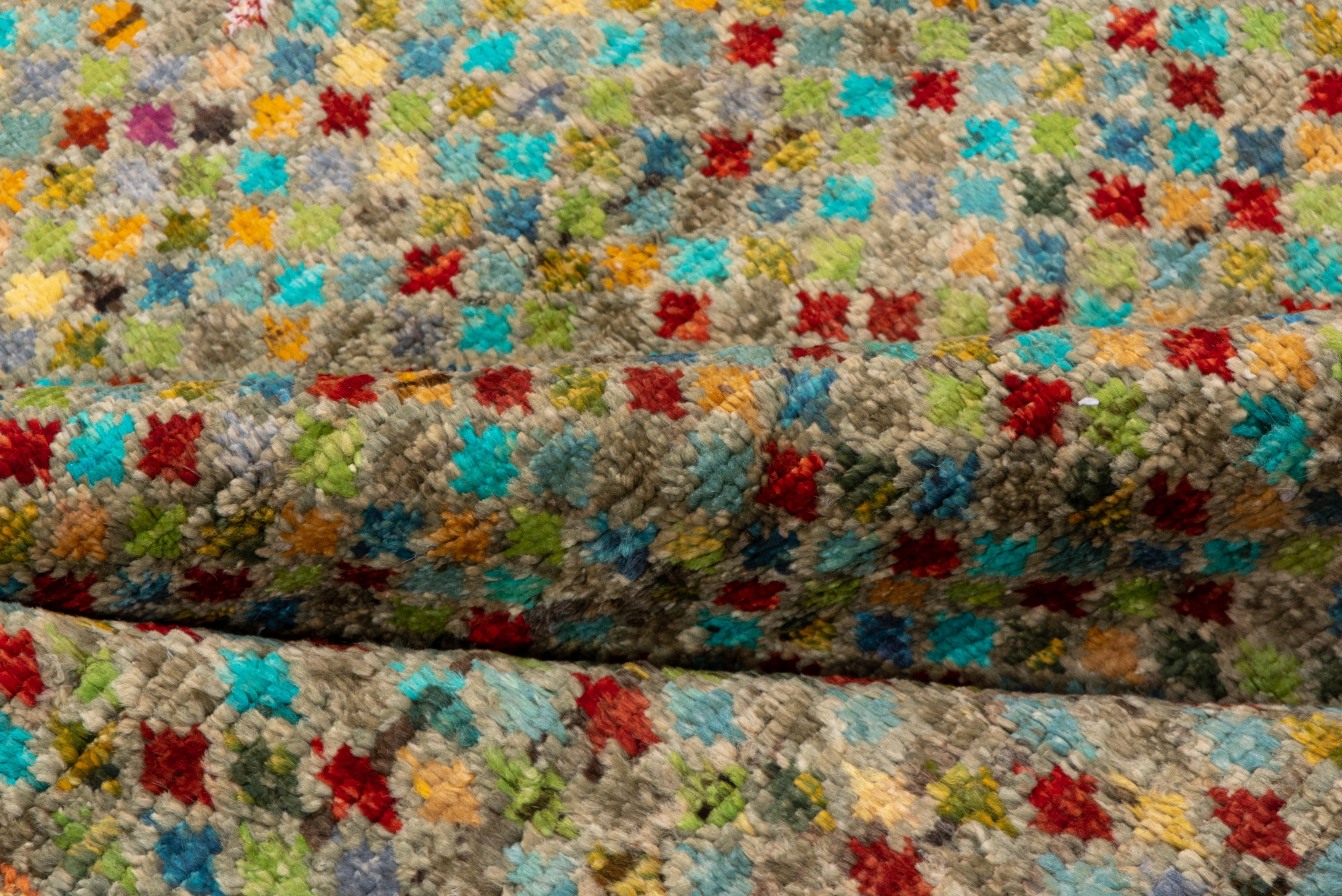Afghanischer Gabbeh-Teppich mit Diamantmuster, farbenfroh (21. Jahrhundert und zeitgenössisch) im Angebot