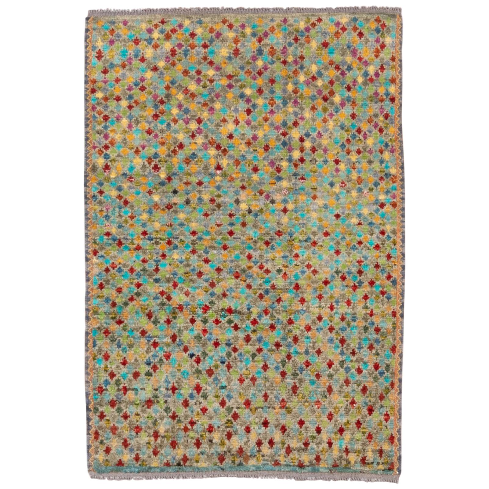 Afghanischer Gabbeh-Teppich mit Diamantmuster, farbenfroh im Angebot