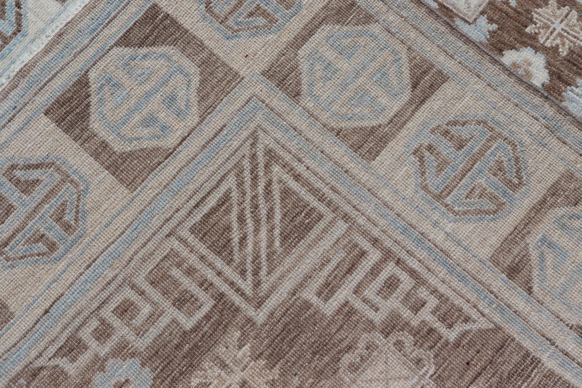 Tappeto Khotan afgano con medaglione geometrico disegnato e annodato a mano in lana 2