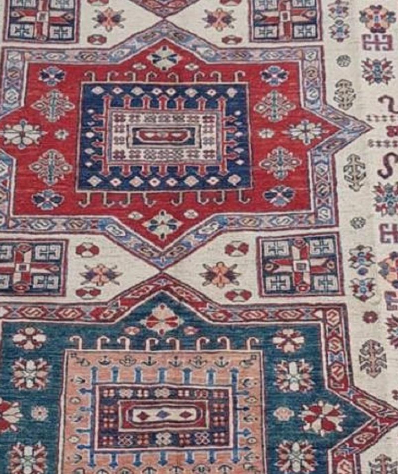Hand-Knotted Afghan handmade hand knotted Shirvan Wool Rug For Sale