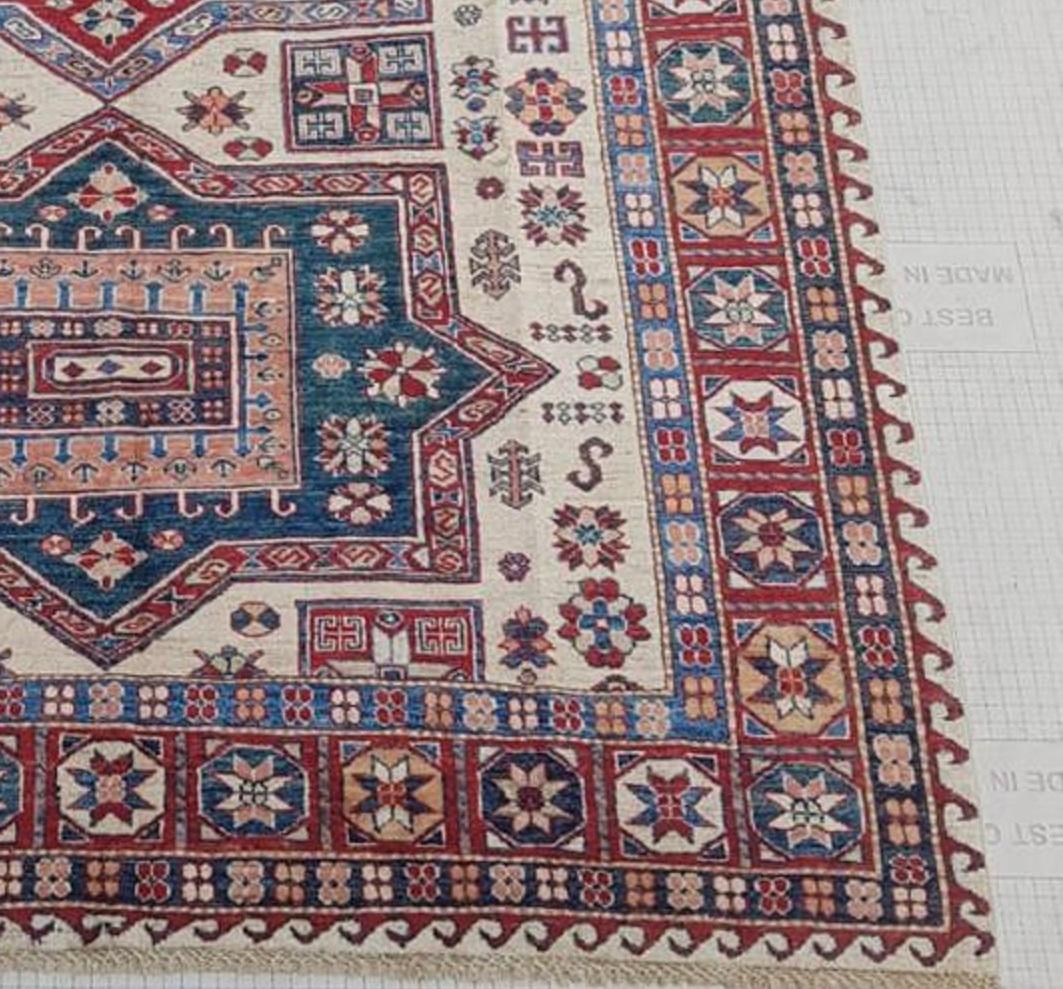 Afghan handmade hand knotted Shirvan Wool Rug In New Condition For Sale In Sharjah, AE