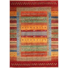 Afghan Kazak Tribal Hand-Knotted Wool Rug, 6'9" x 10'