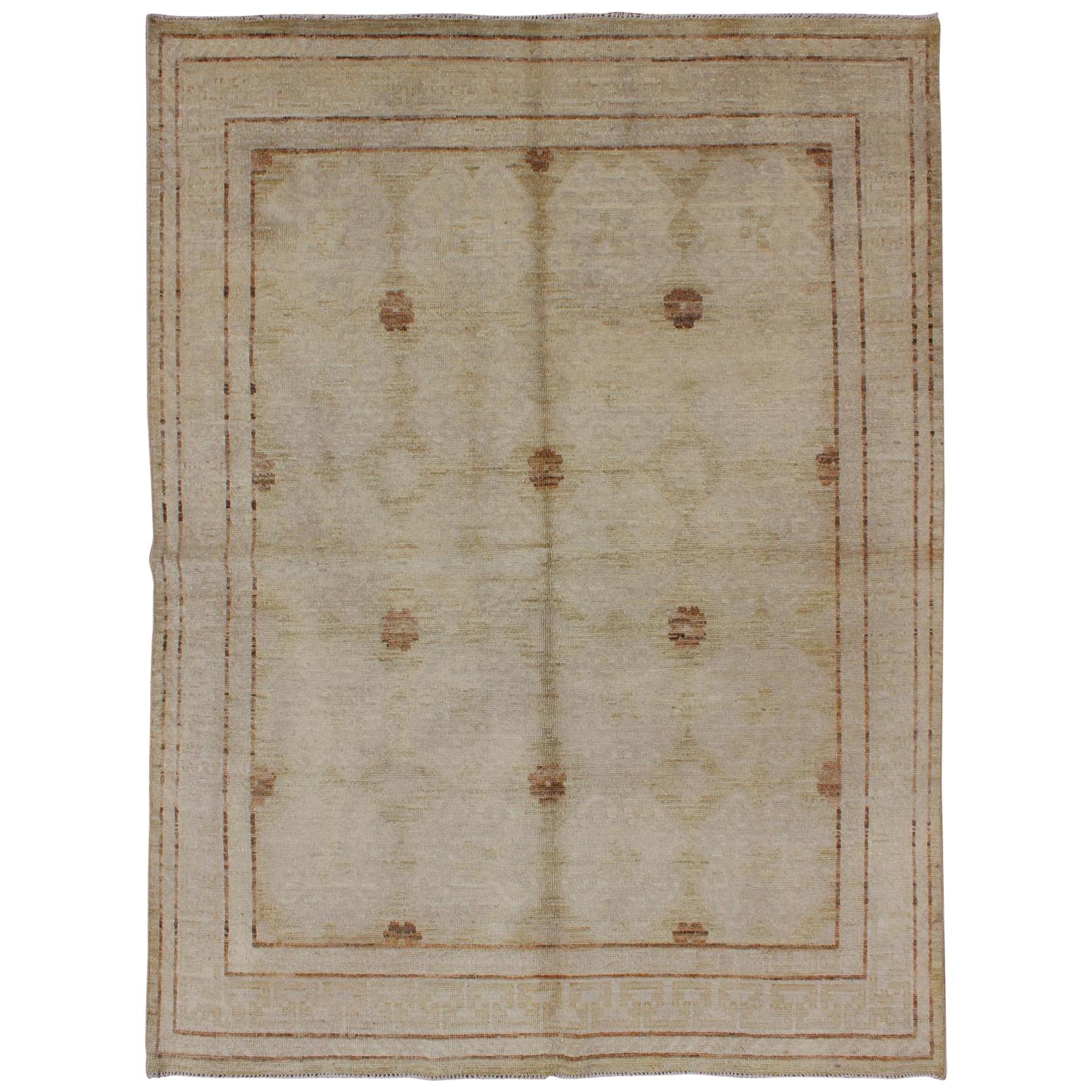 Afghan Khotan Rug with All-Over Geometric-Floral Pattern For Sale