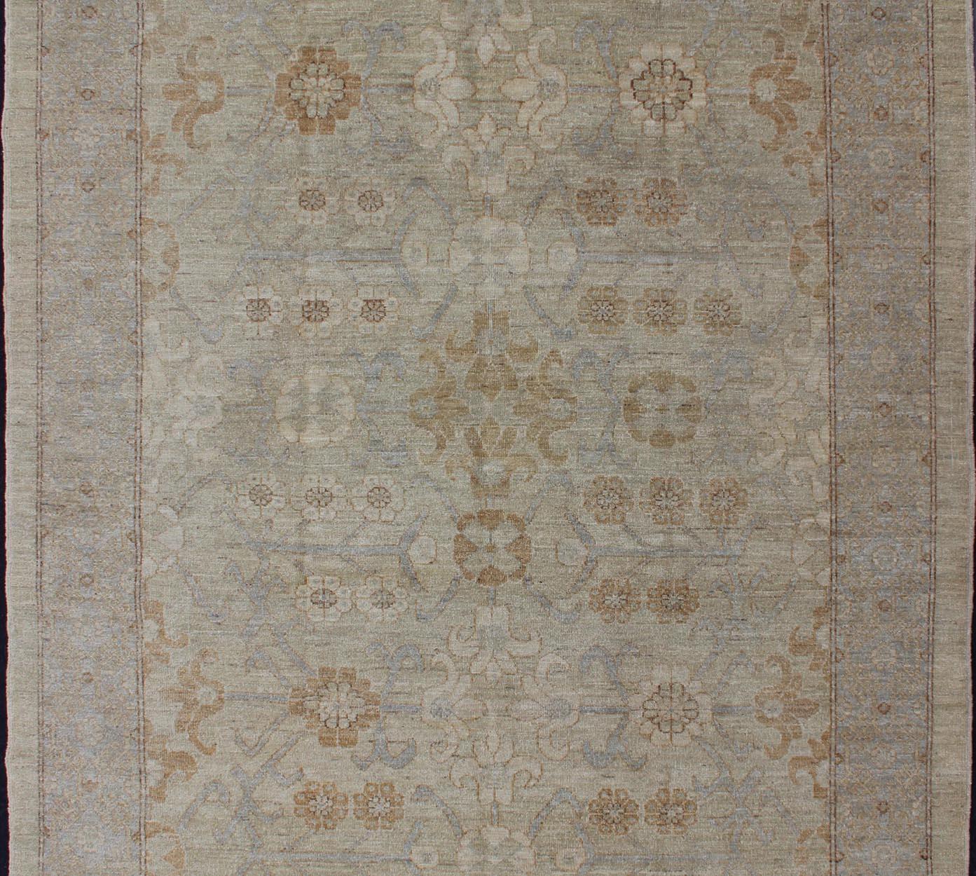 Feiner moderner Khotan-Teppich aus Afghanistan mit durchgehendem geometrischem Muster (Afghanisch) im Angebot