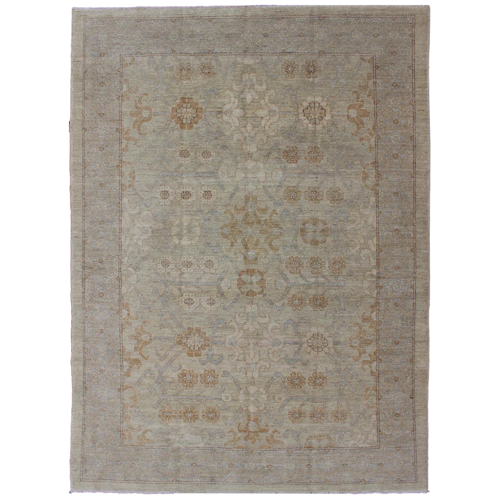 Fine Afghanistan Made Modern Khotan Rug With All-Over Geometric Pattern