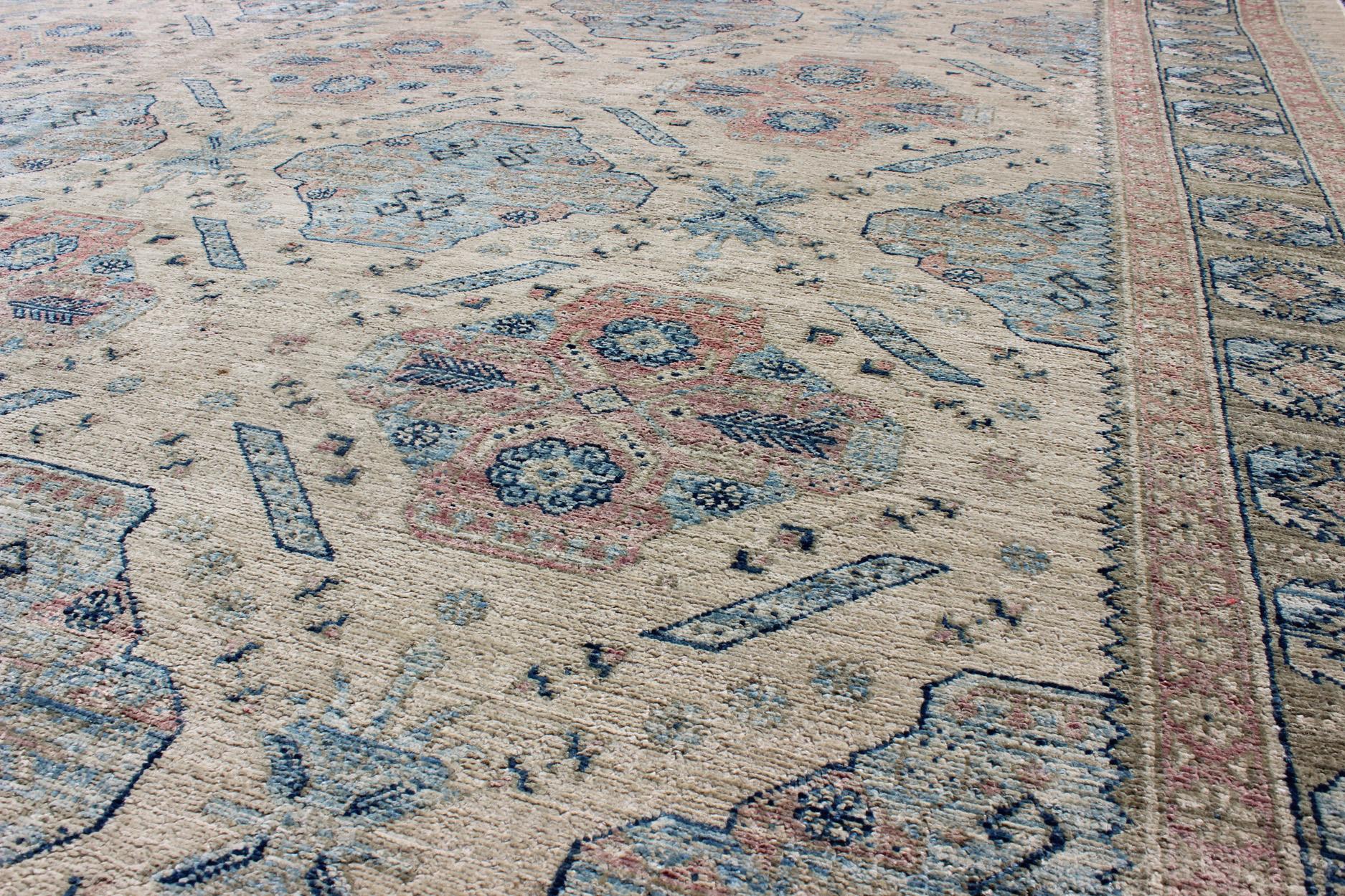 Hand-Knotted Khotan Design Rug With All-Over Geometric Pattern by Keivan Woven Arts  For Sale