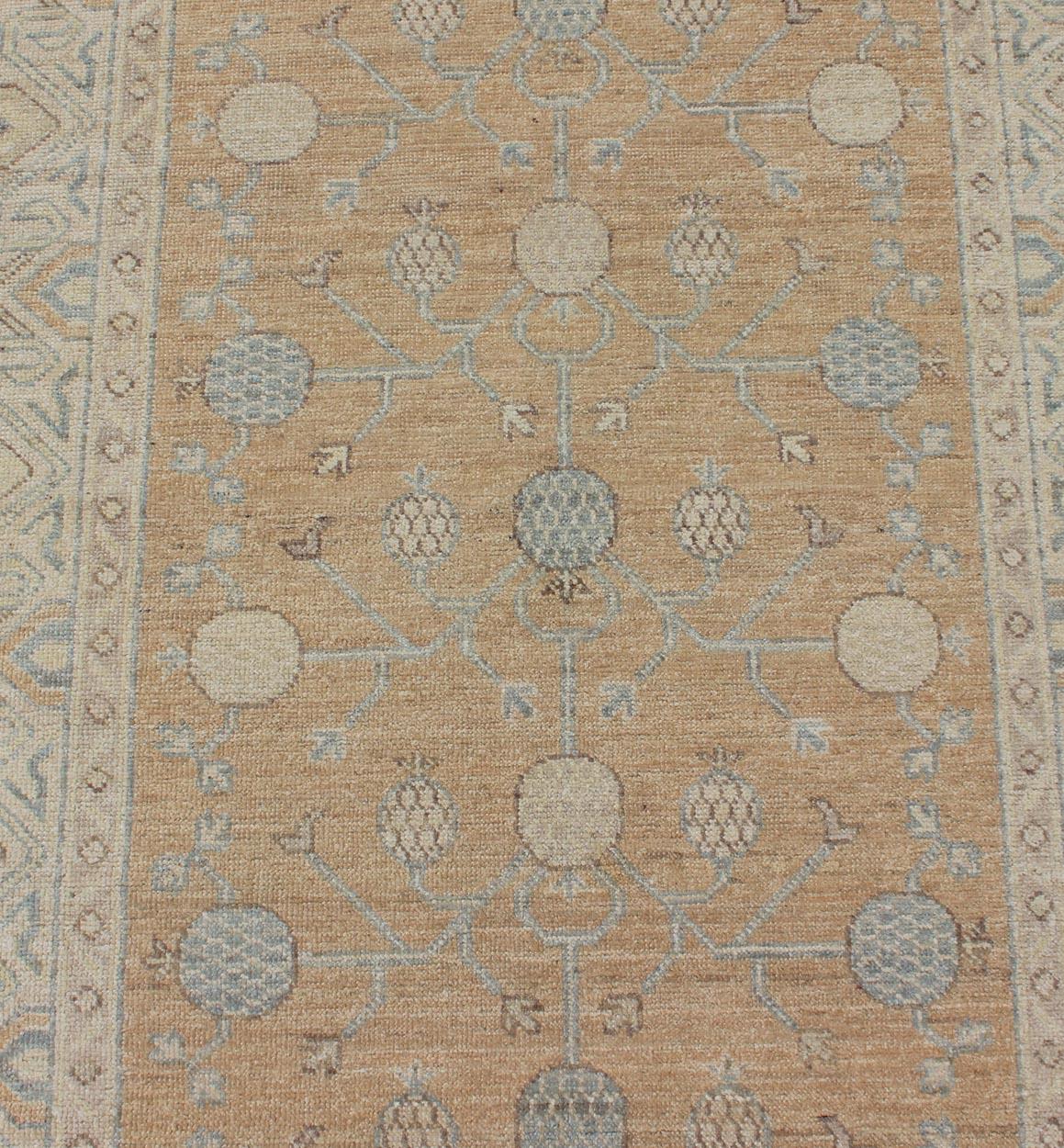 Afghan Khotan Runner with All-Over Geometric-Pomegranate Pattern In New Condition For Sale In Atlanta, GA