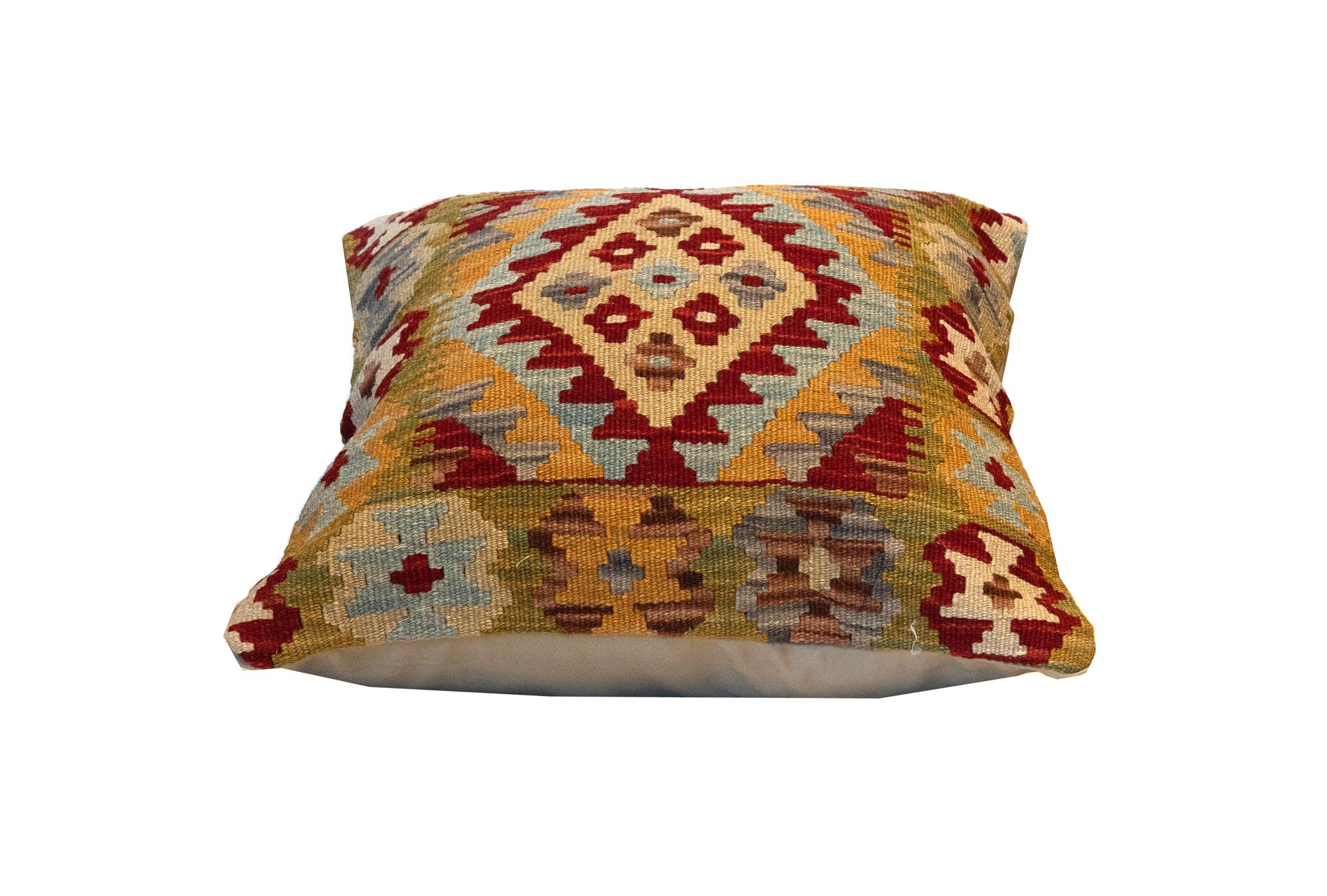 Afghan Kilim Cushion Cover Handwoven Wool Scatter Pillow Case In Excellent Condition In Hampshire, GB