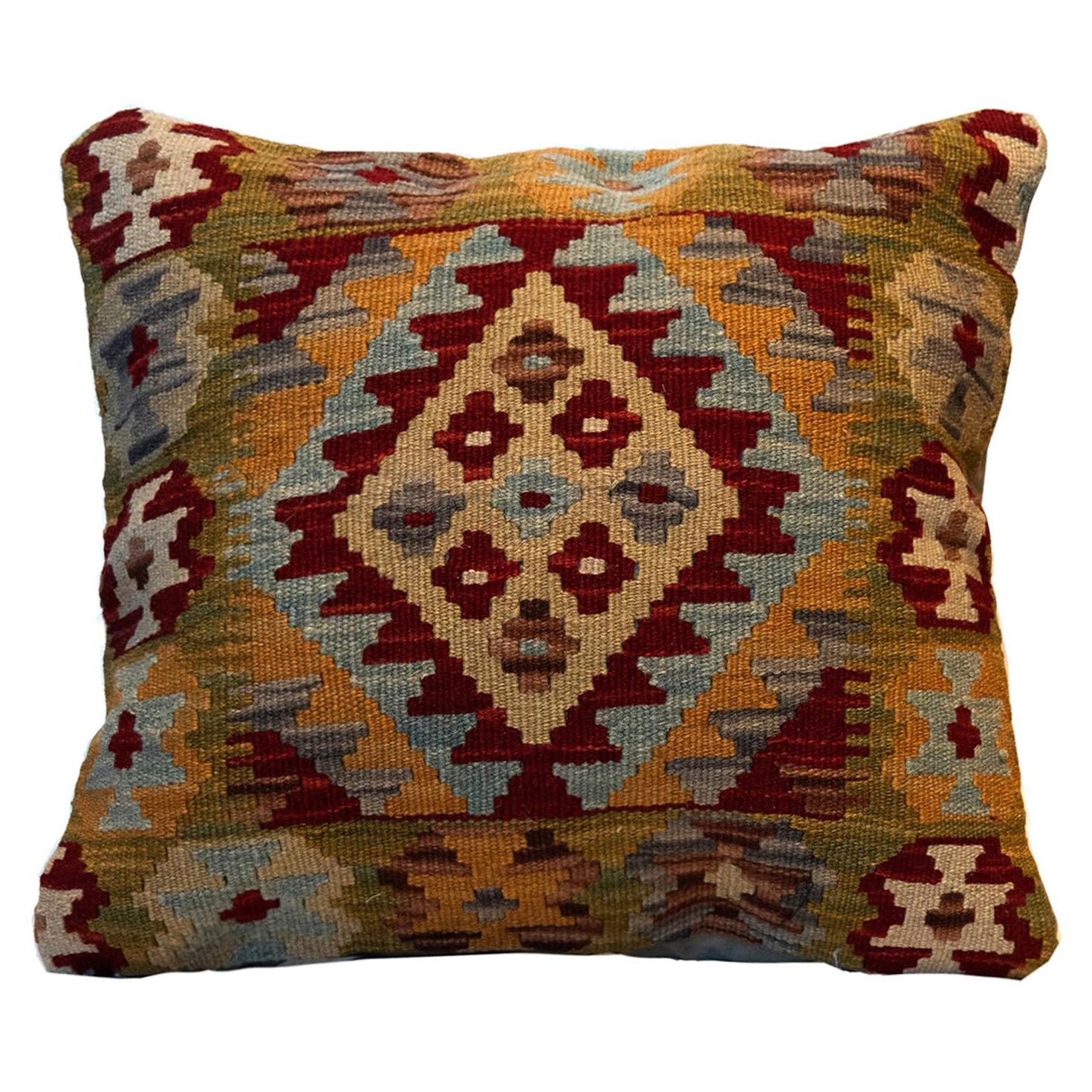 Afghan Kilim Cushion Cover Handwoven Wool Scatter Pillow Case