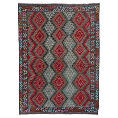 Tapis Kilim afghan tissé à plat multicolore