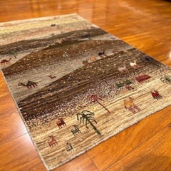 Afghan Luri Gabbeh Tribal Hand-Knotted Wool Rug, 3'2" x 4'11"