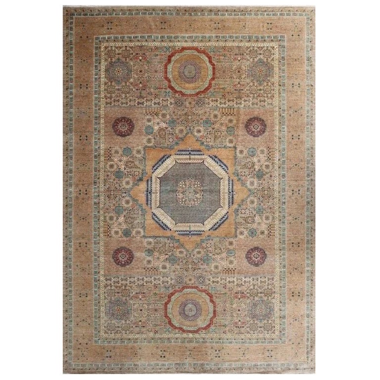 Afghan Mamluk Classic Hand-Knotted Wool Palace Rug, 13'1"x19'2"