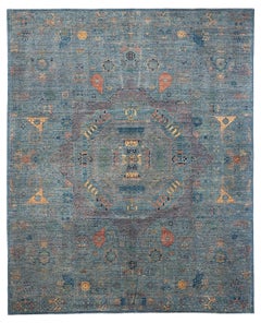 Afghan Mamluk Hand-Knotted Wool Rug 8' x 9'10" – Classic Geometric Medallion Des