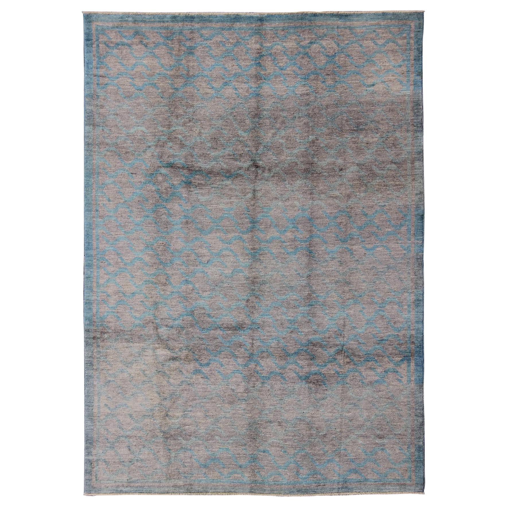 Modern Rug With All-Over Design by Keivan Woven Arts  For Sale