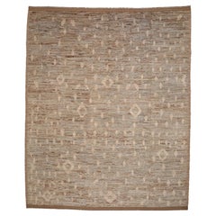 Afghan Moroccan Oversize Rug Circa 1990 – Wool Brown & Ivory Design – 98458