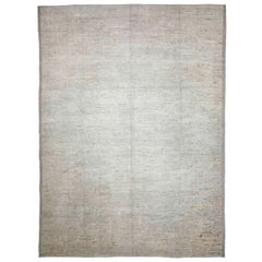 Afghan Moroccan Style Rug with Ivory Tribal Design on Gray Field