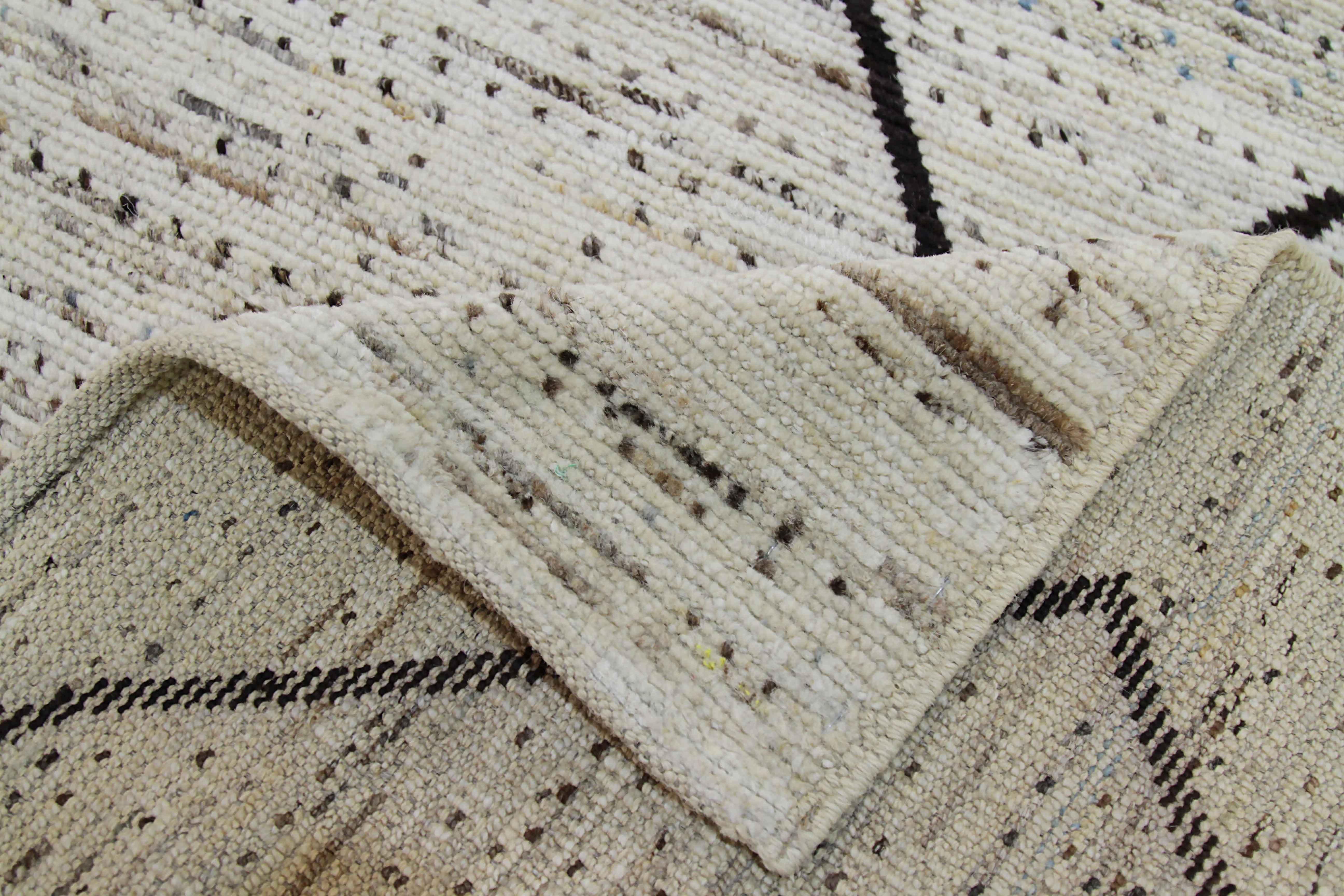 20th Century Afghan Moroccan Style Runner Rug with Brown and Black Diamond Details For Sale