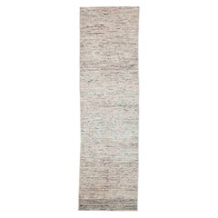 Afghan Moroccan Style Runner Rug with Ivory Field and Colored Streaks