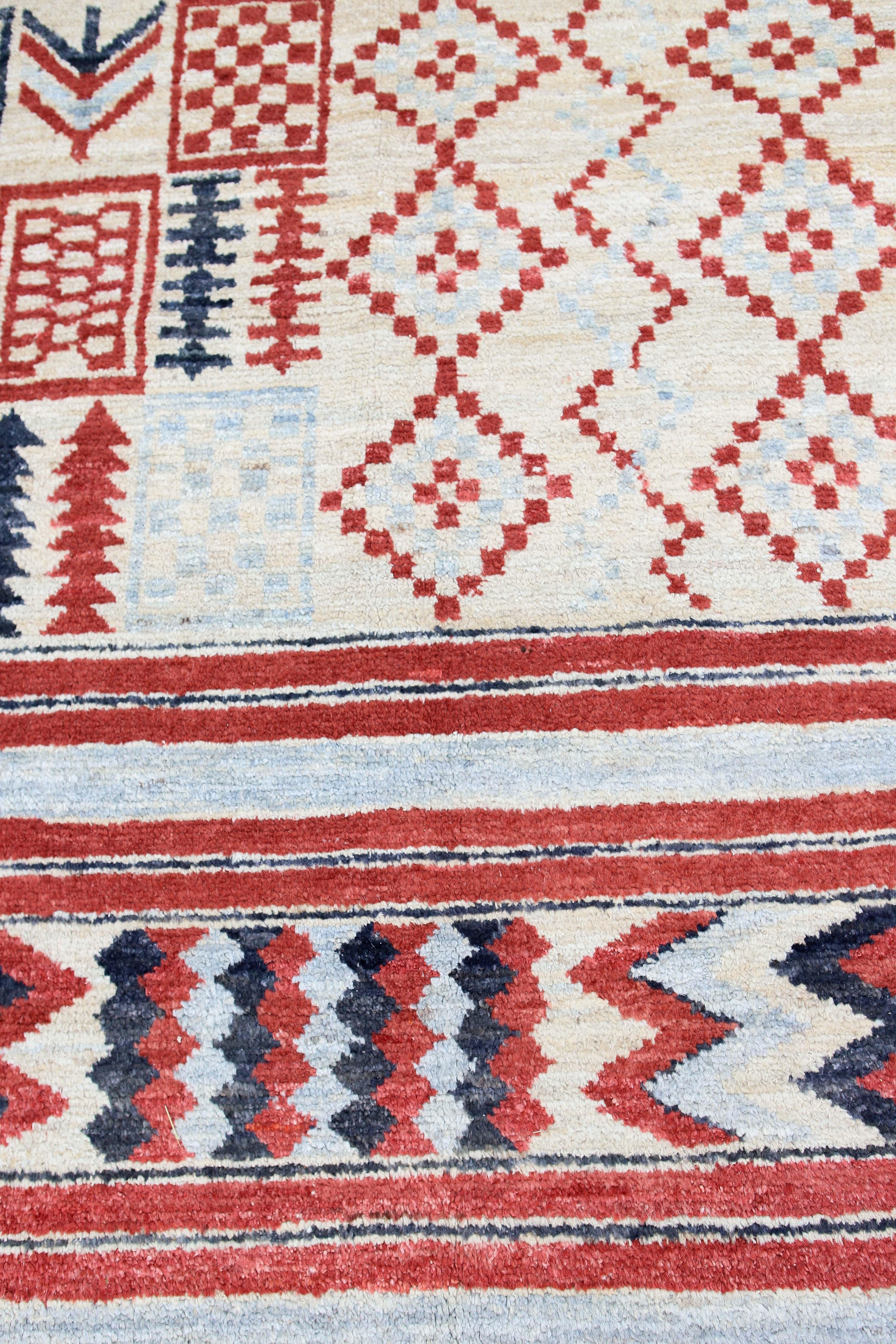 Afghan Multicolored Transitional Rug In Excellent Condition For Sale In Los Angeles, CA