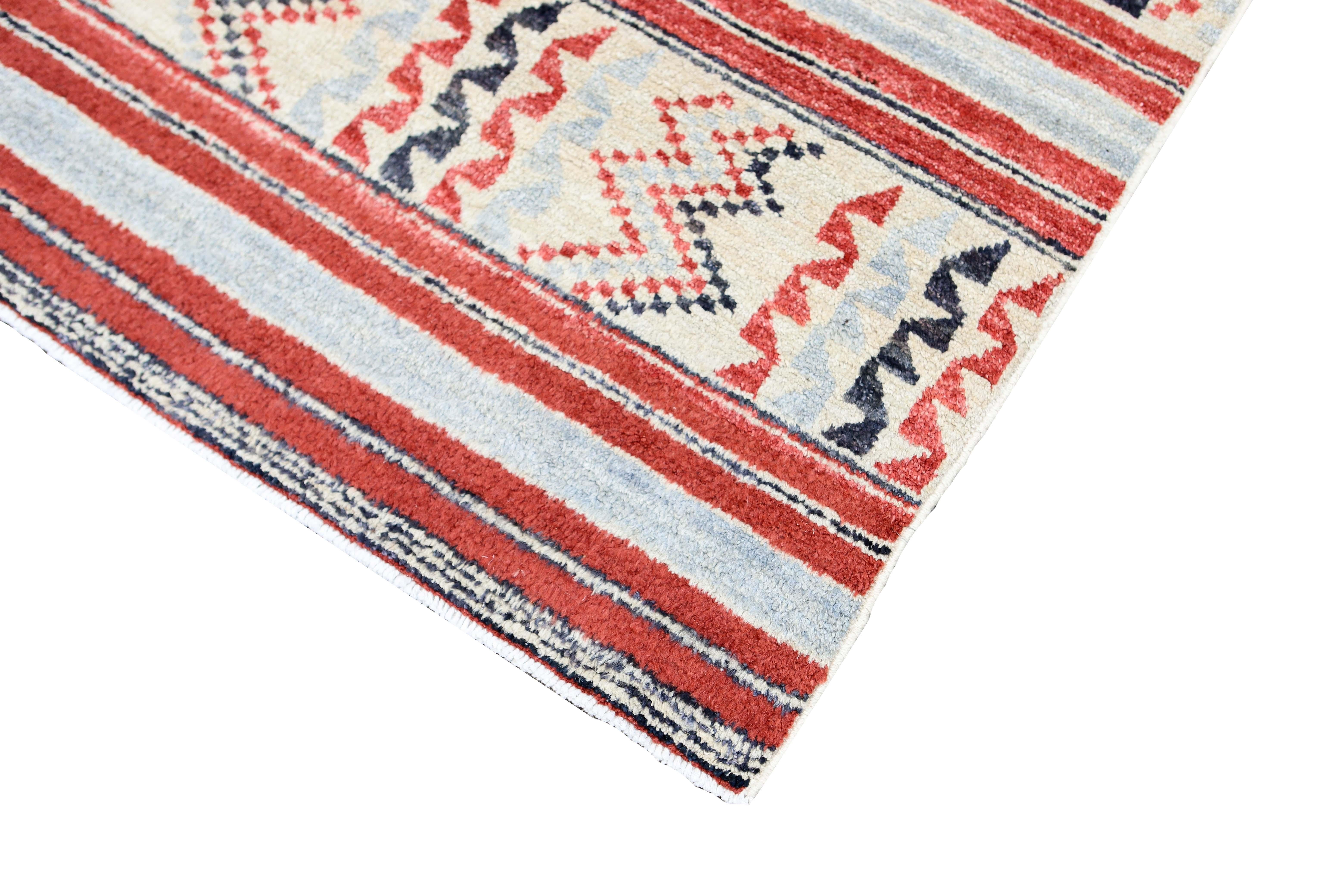 20th Century Afghan Multicolored Transitional Rug For Sale