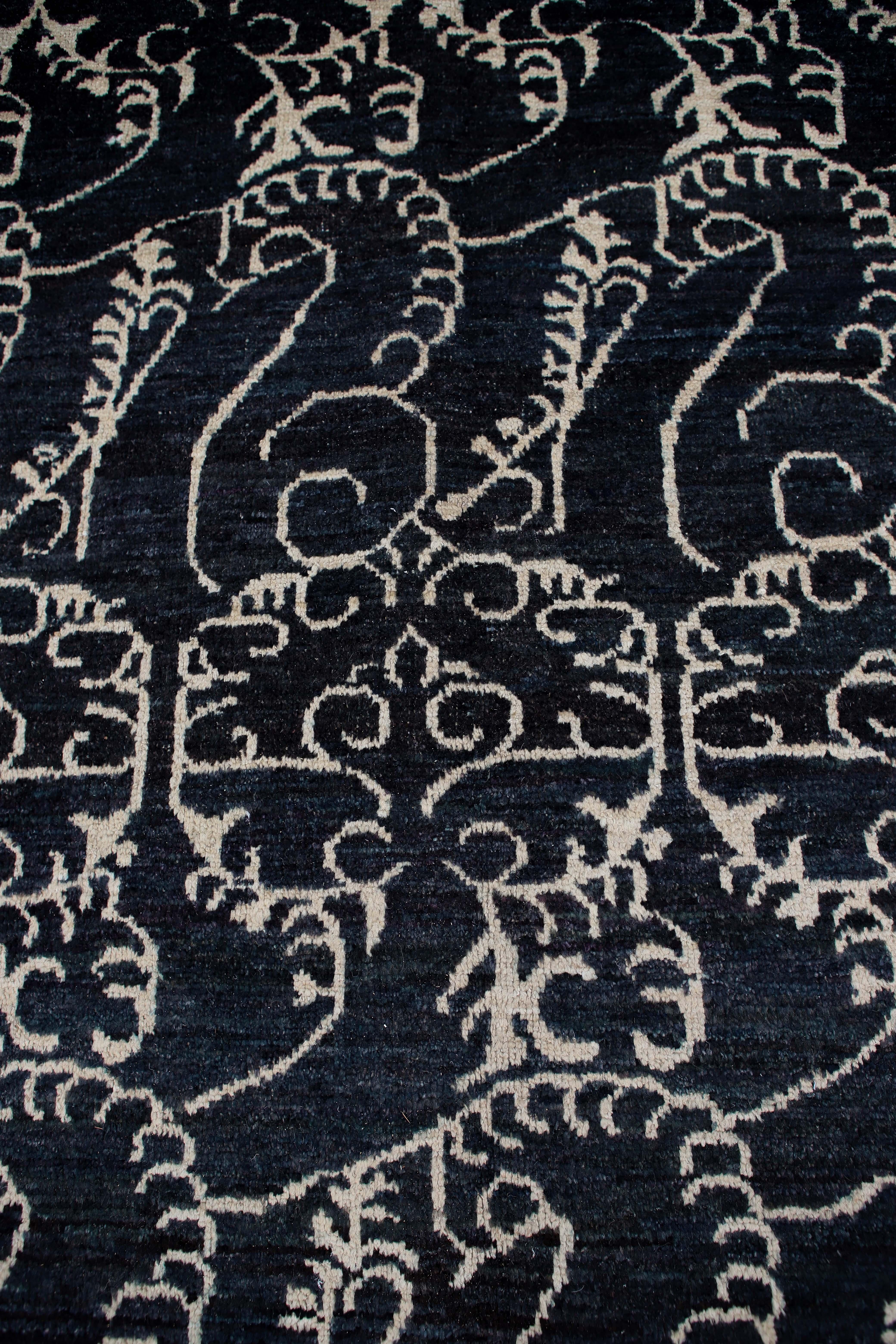 Afghan Navy Rug In Excellent Condition For Sale In Los Angeles, CA