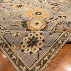 Afghan Oushak Tribal Hand-Knotted Wool Rug, 9'2" x 11'9"