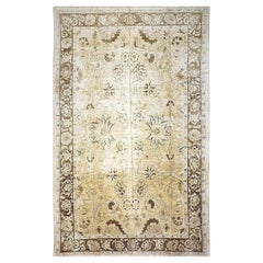 Afghan Oushak Wool 12x20 Ivory & Brown Handmade Oversized Area Rug