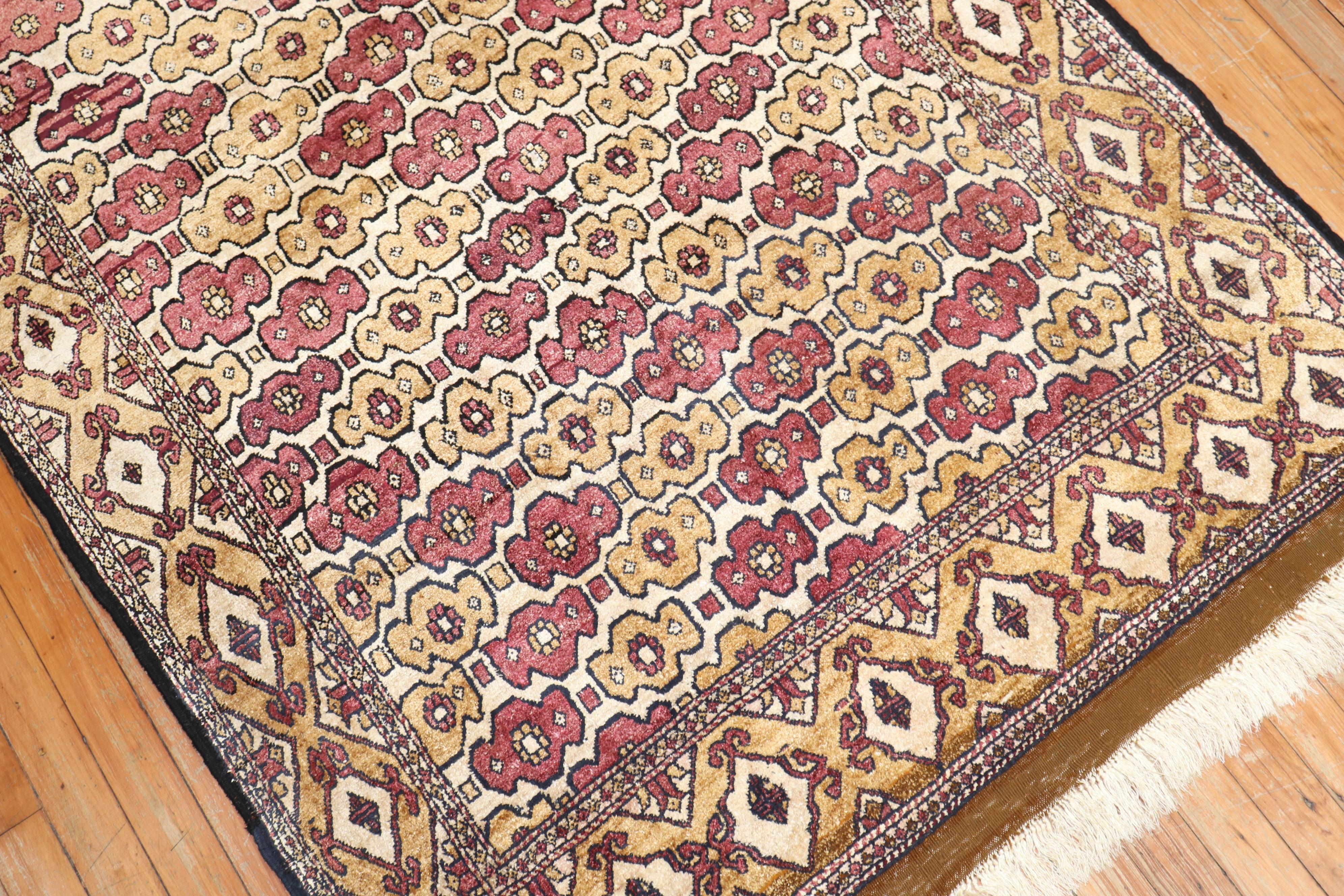 Afghan Part Silk Contemporary Accent Rug In Excellent Condition For Sale In New York, NY