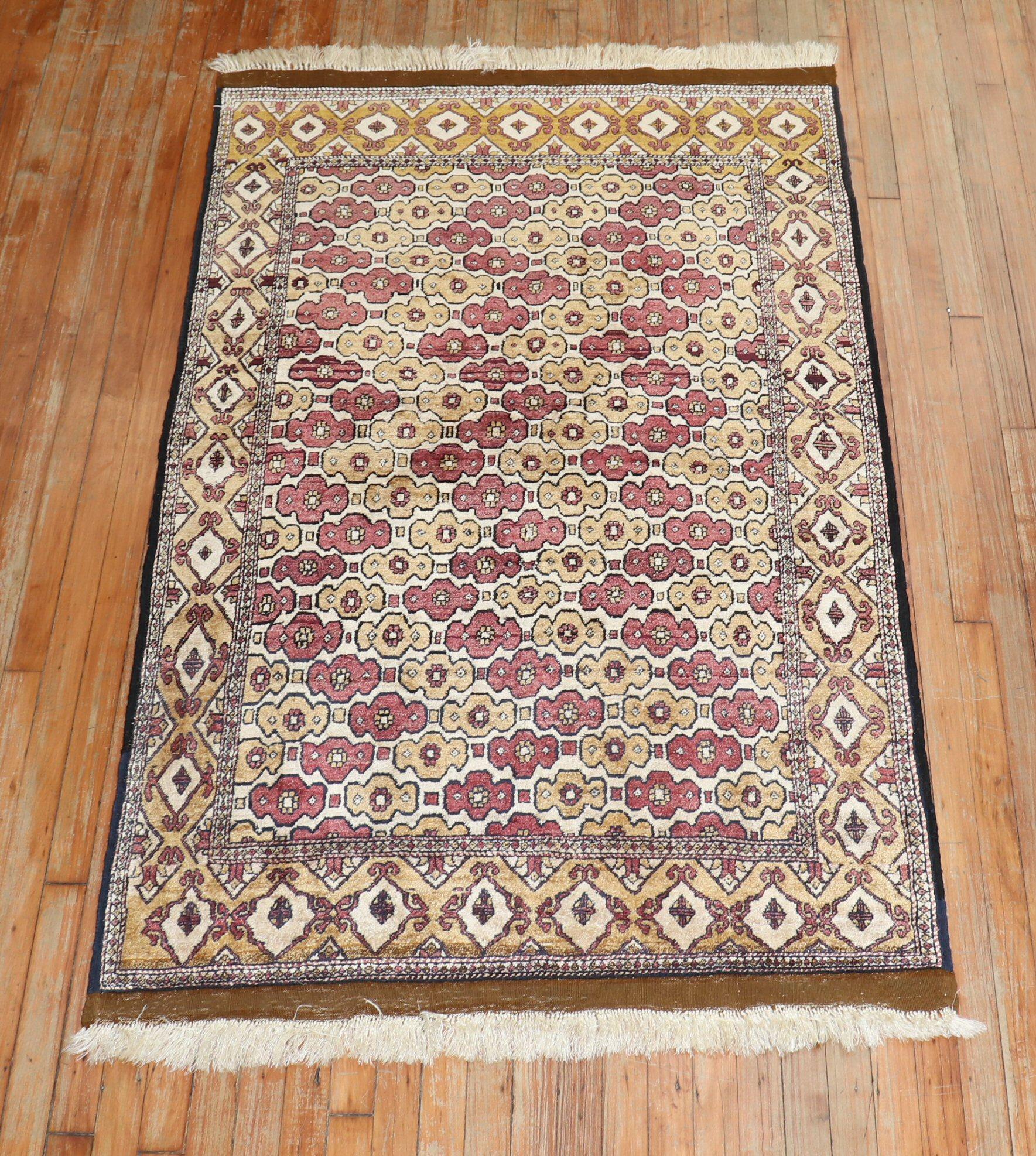 Afghan Part Silk Contemporary Accent Rug For Sale 1