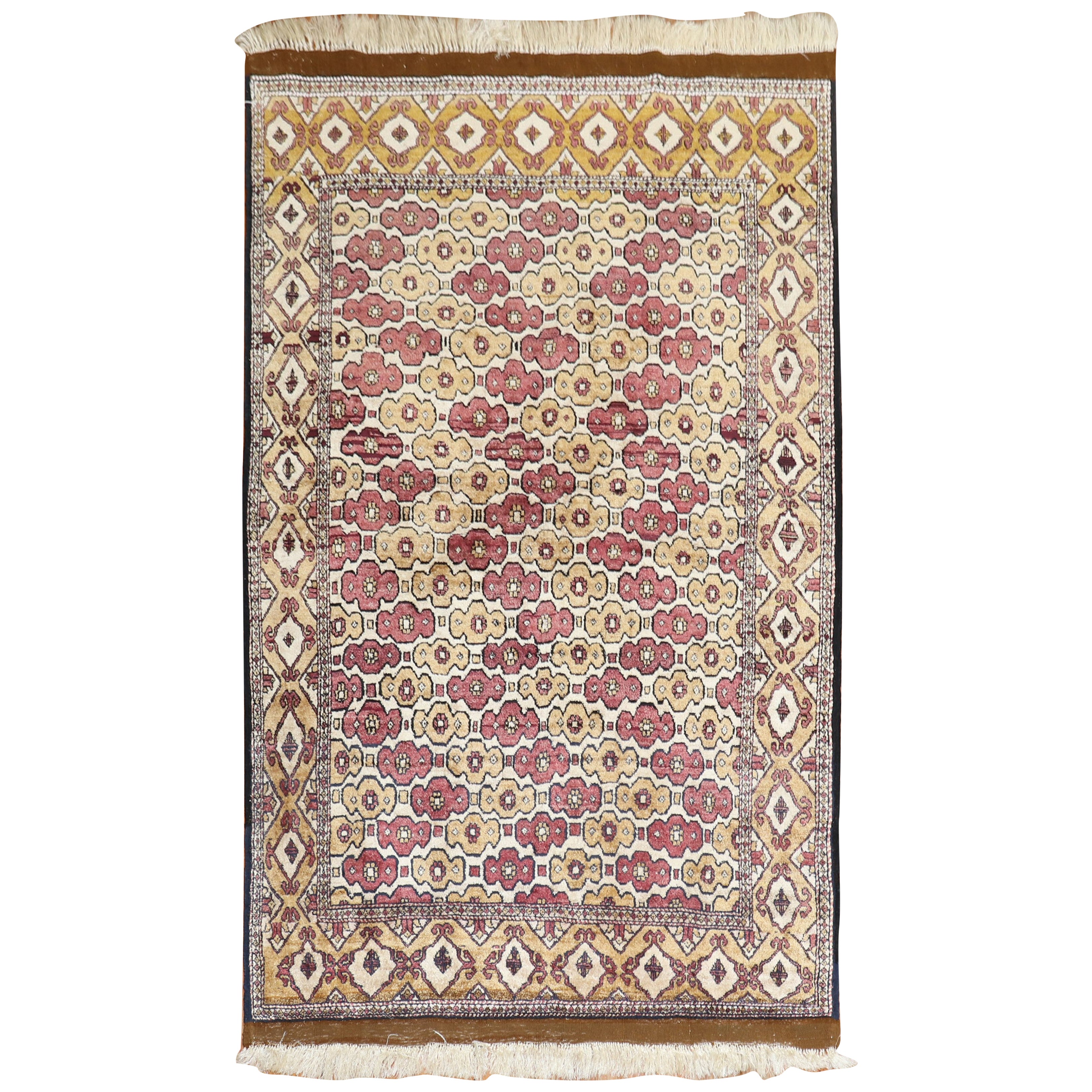 Afghan Part Silk Zeitgenössischer Akzentteppich im Angebot