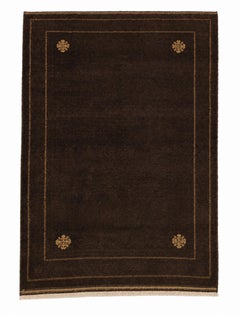 Afghan Persian Gabbeh-Style Brown Tribal Rug, 74.8 x 98.4 Inches