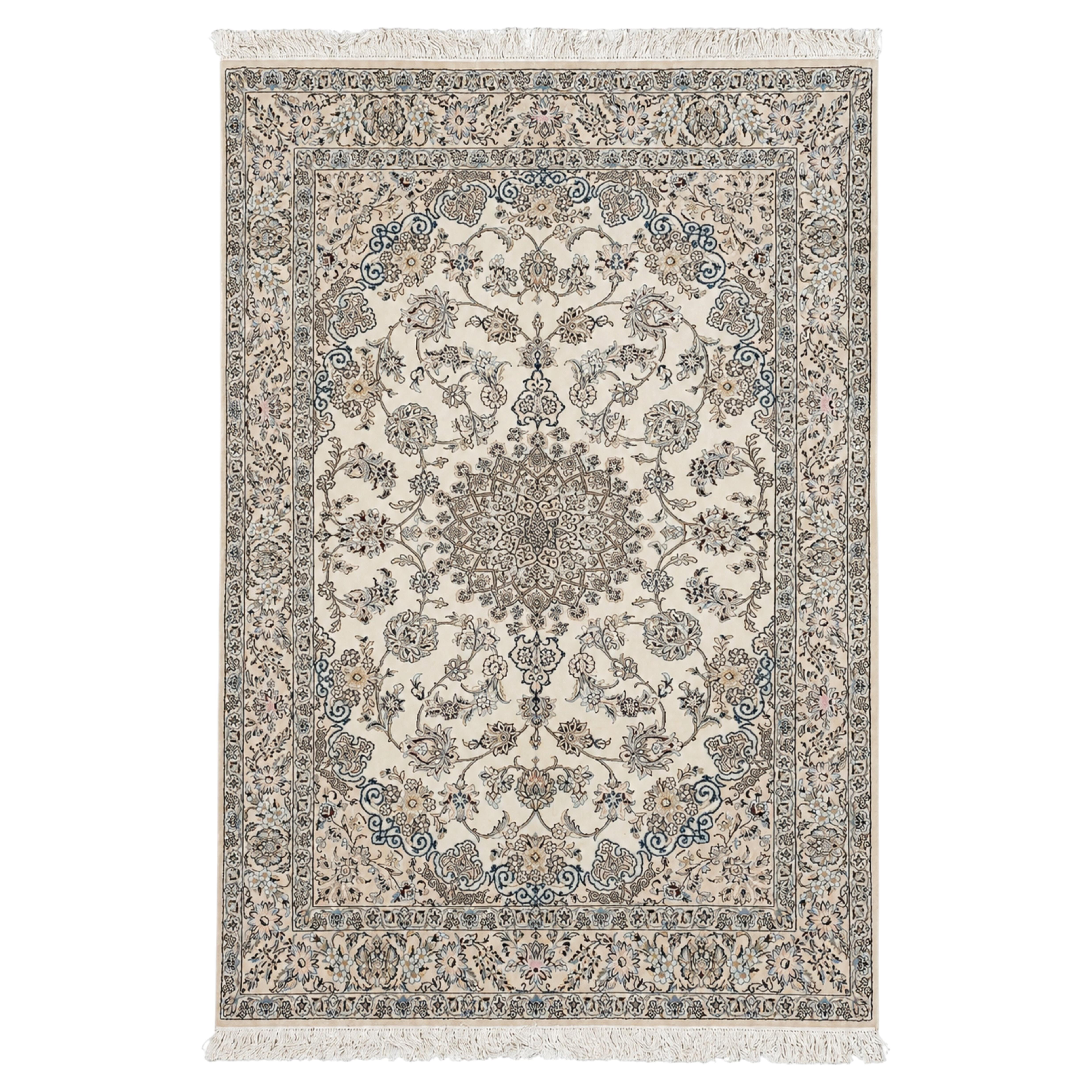 Afghan Persian Nain-Style Hand-Knotted Wool Rug, 65.35 × 105.12 in