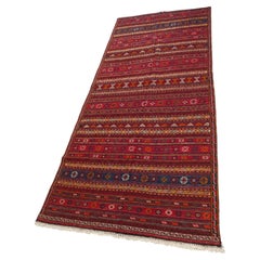 Afghan Persian-Style Geometric Tribal Kilim Rug, 55.1 x 119.3 in