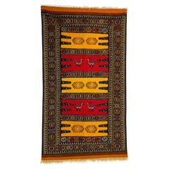 Afghan Persian-Style Tribal Kilim Rug with Bird Motifs, 40 x 70 in