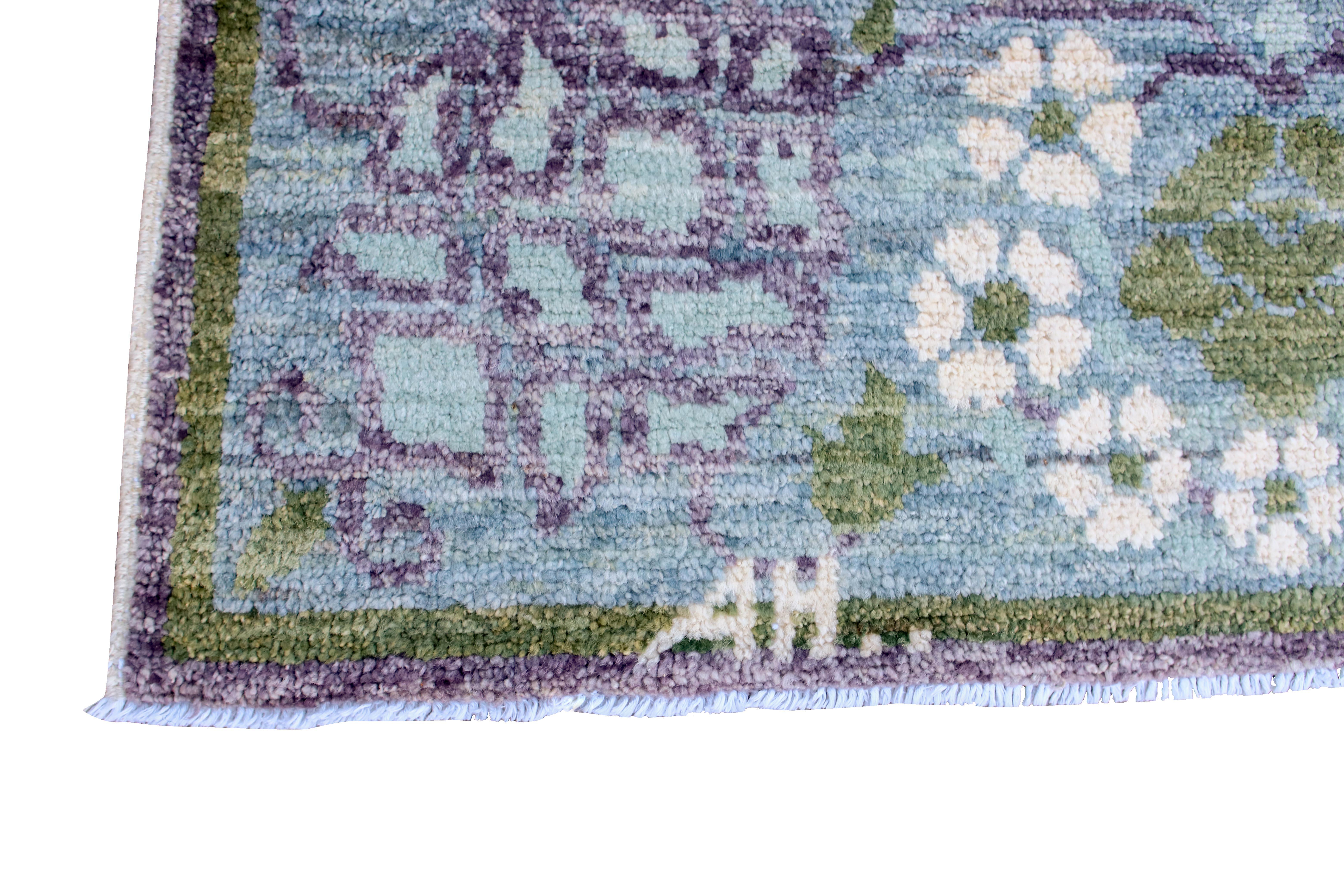 Wool Afghan Purple Transitional Rug For Sale