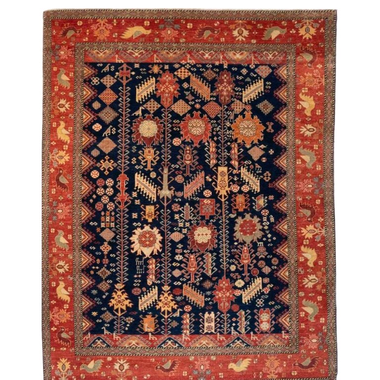 Afghan Qashqai Tribal Hand-Knotted Wool Rug, 5'2" x 6'8"