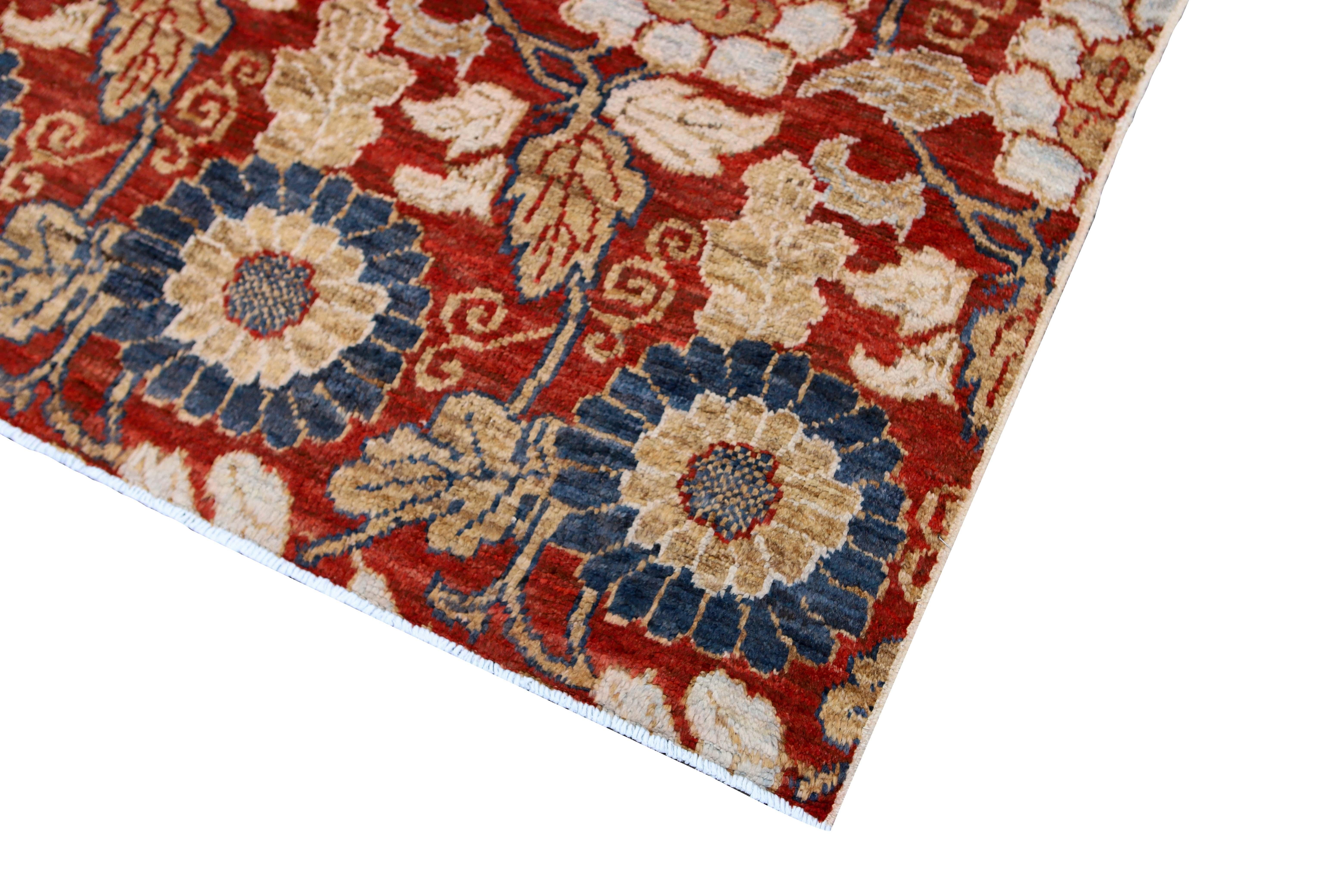 20th Century Afghan Red Floral Rug For Sale