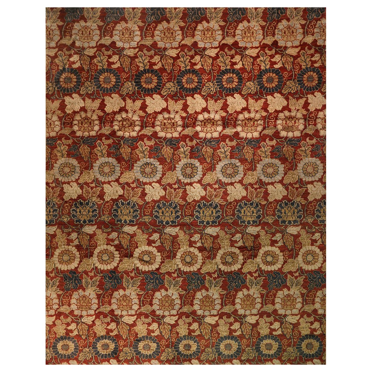 Tapis rouge afghan à fleurs en vente