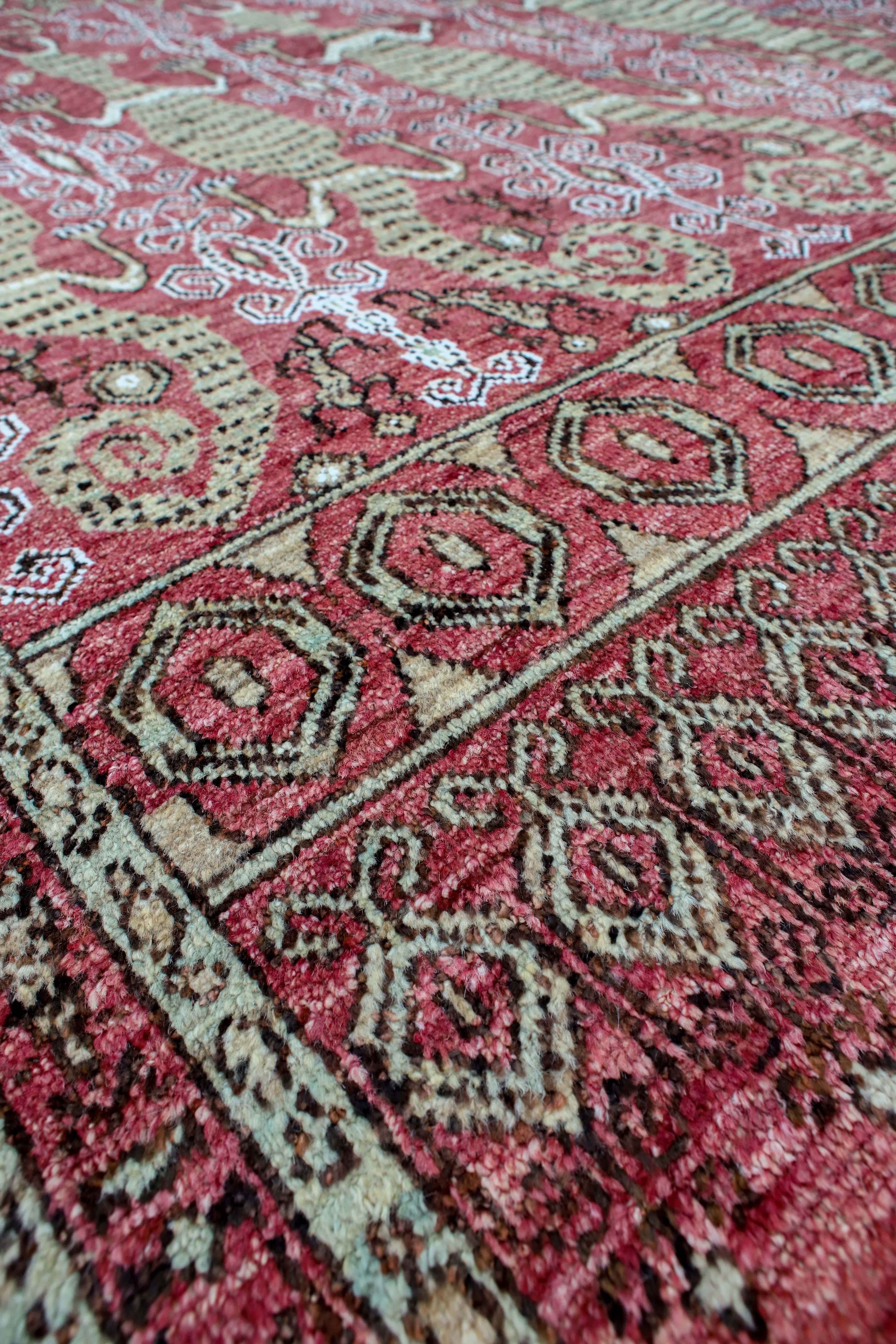 Tapis afghan rouge à motifs tribaux de 10'6'x14'8