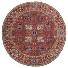 Afghan Round Serapi Tribal Hand-Knotted Wool Rug, 8' x 8'