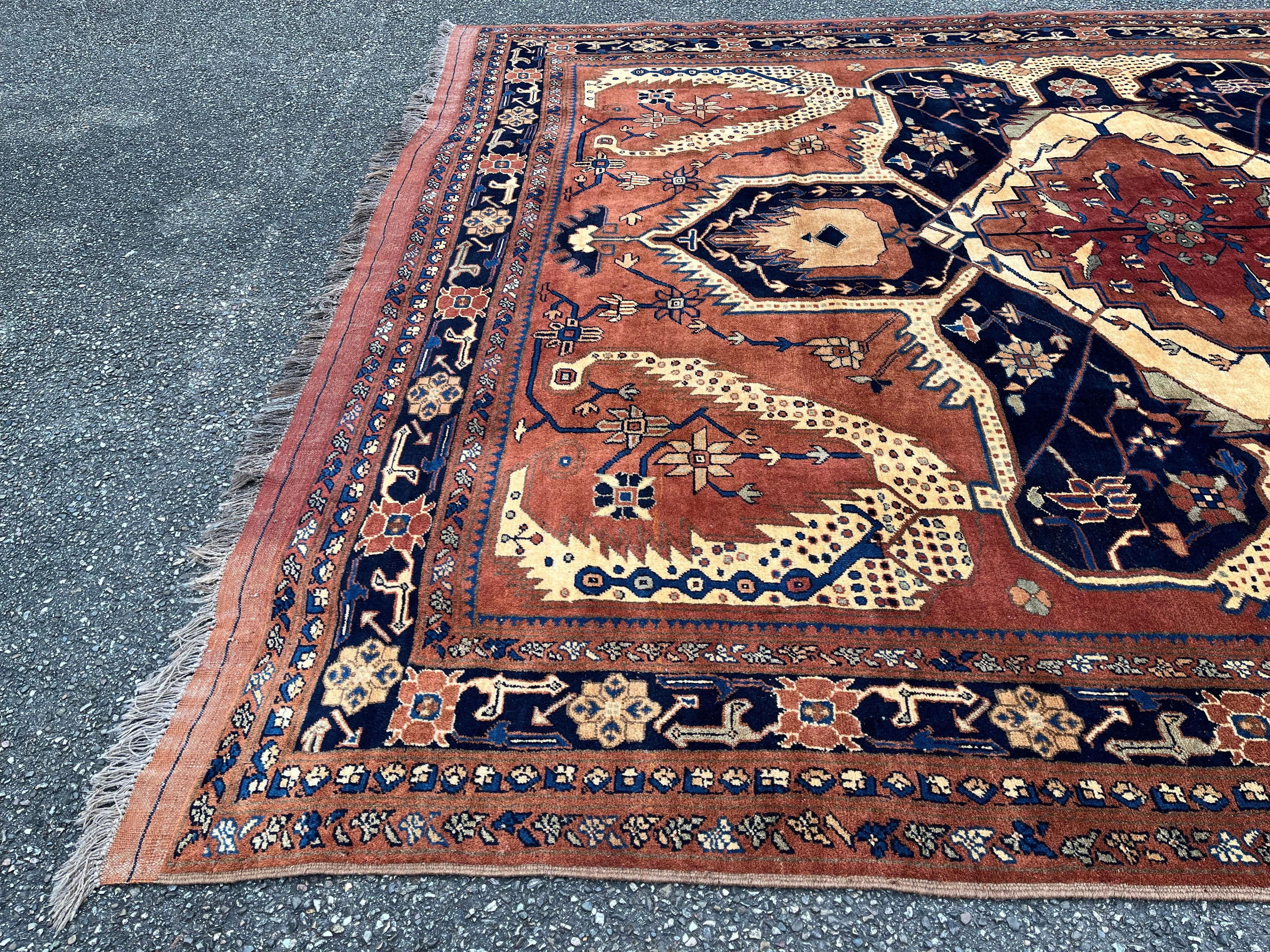 Afghanischer Teppich im Kargai-Design Heriz Serapi im Zustand „Gut“ im Angebot in RÉDING, FR